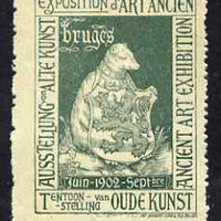 Cinderella - Belgium 1902 Ancient Art Exhibition, Bruges, perf label in green, fine with full gum