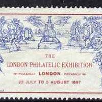 Cinderella - Great Britain 1897 The London Philatelic Exhibition, perf label based on the Mulready, fine without gum