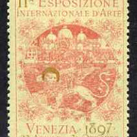 Cinderella - Italy 1897 International Art Exhibition, Venezia, perf label in red & gold fine with full gum