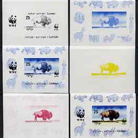 Batum 1994 WWF - Bison deluxe sheet - the set of 6 progressive proofs comprising the 4 individual colours, plus 2-colour and all 4-colour composites, imperf and unmounted mint