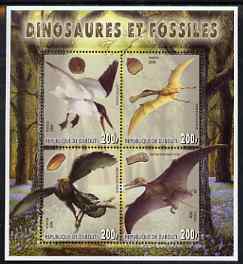 Djibouti 2006 Dinosaurs & Fossils #2 perf sheetlet containing set of 4 unmounted mint