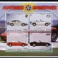 Djibouti 2006 Sports Cars perf sheetlet containing 4 values (Porsche, TVR, Ferrari & Mazda) unmounted mint