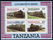 Tanzania 1986 Railways m/sheet (as SG MS 434) overprinted 'AMERIPEX '86' in gold unmounted mint