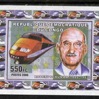 Congo 2006 Robert Schuman #1 with High Speed Train imperf sheetlet cto used