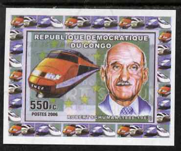 Congo 2006 Robert Schuman #1 with High Speed Train imperf sheetlet cto used