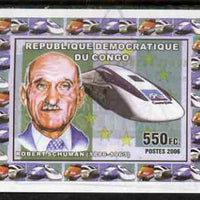 Congo 2006 Robert Schuman #2 with High Speed Train imperf sheetlet cto used