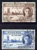 Nigeria 1946 KG6 Victory set of 2 fine cds used, SG 60-61