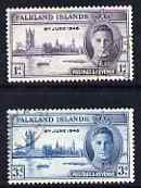 Falkland Islands 1946 KG6 Victory set of 2 fine cds used, SG 164-5