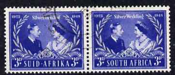 South Africa 1948 KG6 Royal Silver Wedding bi-lingual horizontal pair fine used, SG 125