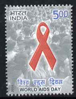 India 2006 World AIDS day 5r unmounted mint