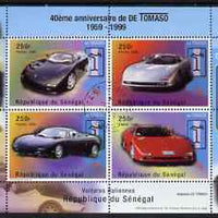 Senegal 1998 40th Anniversary of Tomaso Cars perf m/sheet containing 4 values,fine cto used, SG MS1560