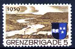 Poster Stamp 1939 inscribed Grenzbrigade 5 showing bridges over a river & a shield, unmounted mint