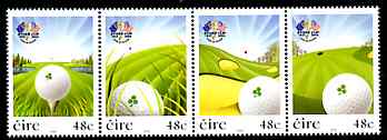 Ireland 2007 The Ryder Cup perf strip of 4 unmounted mint