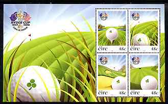 Ireland 2007 The Ryder Cup perf m/sheet containing set of 4 unmounted mint