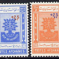 Afghanistan 1960 World Refugee Year surcharged set of 2 (perf) unmounted mint, SG 485-6*