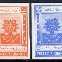 Afghanistan 1960 World Refugee Year set of 2 imperf unmounted mint, as SG 454-5*