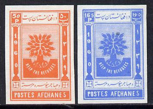 Afghanistan 1960 World Refugee Year set of 2 imperf unmounted mint, as SG 454-5*