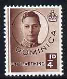 Dominica 1938-47 KG6 1/4d brown fine unmounted mint SG109