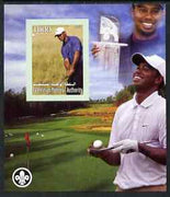 Palestine (PNA) 2007 Tiger Woods imperf m/sheet with Scout Logo, unmounted mint. Note this item is privately produced and is offered purely on its thematic appeal