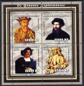 Mozambique 2002 Explorers perf sheetlet containing 4 values unmounted mint (De Gama, Magellan, Columbus & Vespucci) Yv 1984-87