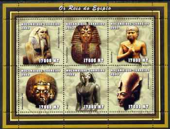 Mozambique 2002 Kings of Egypt #2 perf sheetlet containing 6 values unmounted mint (6 x 17,000 MT) Yv 2020-25