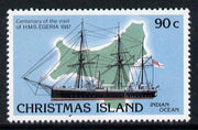 Christmas Island 1987 HMS Egeria & Map 90c value unmounted mint, SG 228