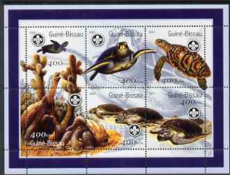 Guinea - Bissau 2001 Turtles perf sheetlet containing 6 values (400 FCFA) each with Scouts logo unmounted mint Mi 1584-89