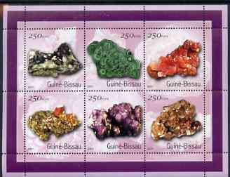 Guinea - Bissau 2001 Minerals perf sheetlet containing 6 values (250 FCFA) unmounted mint Mi 1528-33