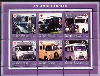 Guinea - Bissau 2001 Ambulances perf sheetlet containing 6 values (350 FCFA) unmounted mint Mi 1749-54