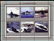 Guinea - Bissau 2001 Submarines perf sheetlet containing 6 values (350 FCFA) unmounted mint Mi 1713-18