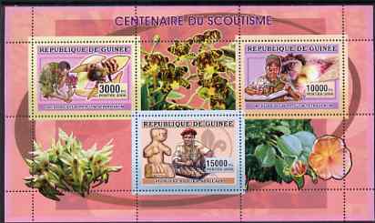 Guinea - Conakry 2006 Centenary of Scouting perf sheetlet #03 containing 3 values (Orchids & Chess) unmounted mint Yv 2736-38