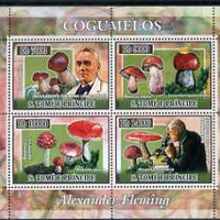 St Thomas & Prince Islands 2007 Alexander Fleming & Fungi perf sheetlet containing 4 values unmounted mint