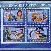 St Thomas & Prince Islands 2007 Tribute to Steve Irwin perf sheetlet containing 4 values unmounted mint