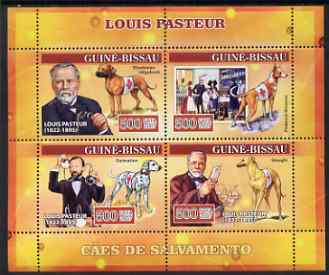 Guinea - Bissau 2007 Louis Pasteur perf sheetlet containing 4 values (Red Cross Dogs) unmounted mint, Yv 2310-13