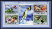 St Thomas & Prince Islands 2007 Animals & Butterflies #1 perf sheetlet containing 4 values plus label (with Scout logo) unmounted mint