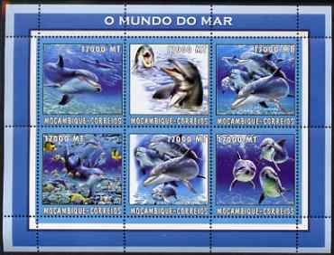 Mozambique 2002 Dolphins perf sheetlet containing 6 values unmounted mint Yv 2126-31