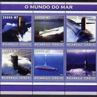 Mozambique 2002 Submarines perf sheetlet containing 6 values unmounted mint Yv 2174-79