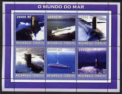 Mozambique 2002 Submarines perf sheetlet containing 6 values unmounted mint Yv 2174-79