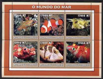 Mozambique 2002 Tropical Fish #1 perf sheetlet containing 6 values unmounted mint Yv 2180-85