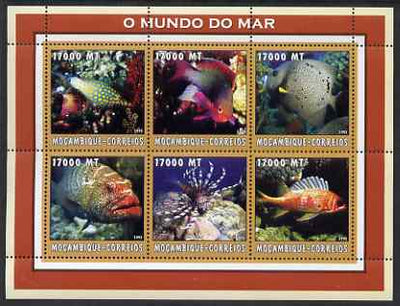 Mozambique 2002 Tropical Fish #2 perf sheetlet containing 6 values unmounted mint Yv 2186-91