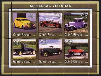 Guinea - Bissau 2001 Old Cars perf sheetlet containing 6 values (350 FCFA) unmounted mint Mi 1731-36