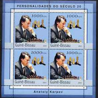 Guinea - Bissau 2001 Anatoly Karpov perf sheetlet containing 4 values unmounted mint Mi 1959