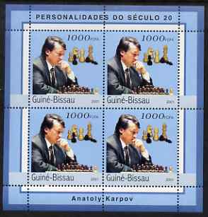 Guinea - Bissau 2001 Anatoly Karpov perf sheetlet containing 4 values unmounted mint Mi 1959