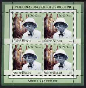 Guinea - Bissau 2001 Albert Schweitzer perf sheetlet containing 4 values unmounted mint Mi 1963