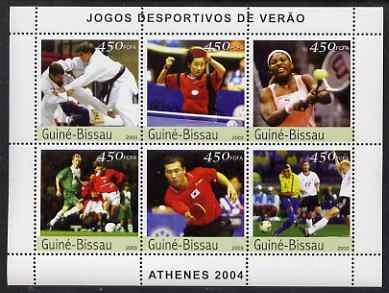 Guinea - Bissau 2003 Athens Olympic Games perf sheetlet containing 6 values (Judo, Table Tennis, Tennis & Football) unmounted mint Mi 2381-86