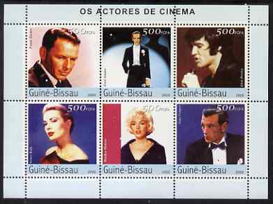 Guinea - Bissau 2003 Cinema Stars perf sheetlet containing 6 values (Sinatra, Fred Astaire, Elvis, Grace Kelly, Marilyn & Gary Cooper) unmounted mint Mi 2608-13