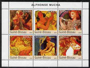 Guinea - Bissau 2003 Paintings by Mucha #1 perf sheetlet containing 6 values unmounted mint Mi 2555-60