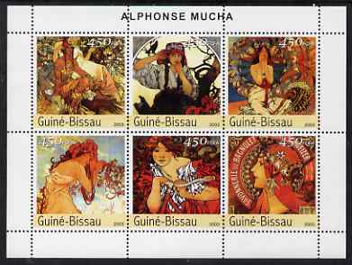 Guinea - Bissau 2003 Paintings by Mucha #2 perf sheetlet containing 6 values unmounted mint Mi 2549-54