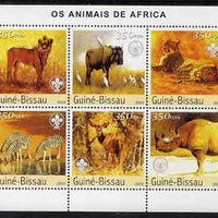 Guinea - Bissau 2003 Animals of Africa #1 perf sheetlet containing 6 values each with Scout Logo unmounted mint Mi 2438-43