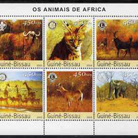 Guinea - Bissau 2003 Animals of Africa #2 perf sheetlet containing 6 values with Scout, Lions & Rotary Logos unmounted mint Mi 2444-49